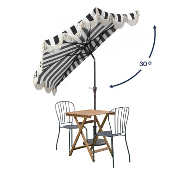 Beverly 9 ft. Designer Classic Scalloped Fringe Half Market Patio Umbrella